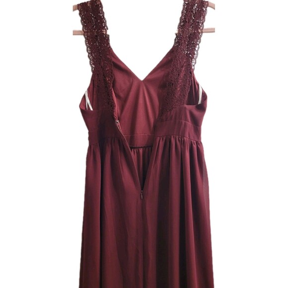 Lulus Passionate Promise XS Burgundy Lace Maxi Dress Evening Gown 67945 Holiday - Picture 7 of 8